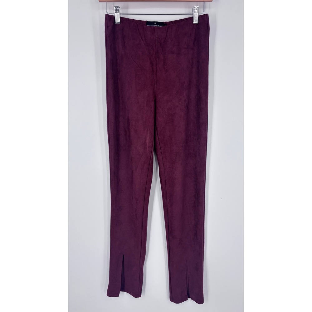 Pomander Place Sloan Faux Suede Leggings Womens M Burgundy Split Hem Chic Fall